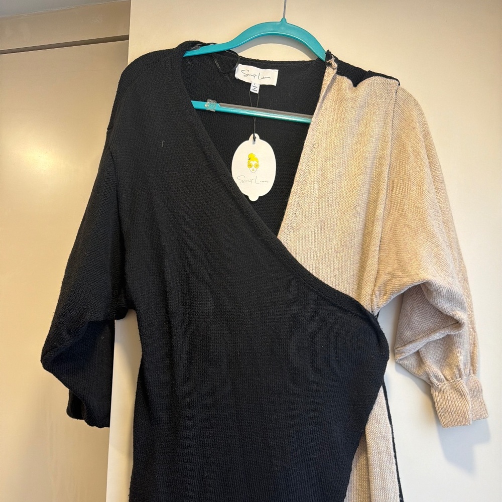 Knit sweater wrap dress